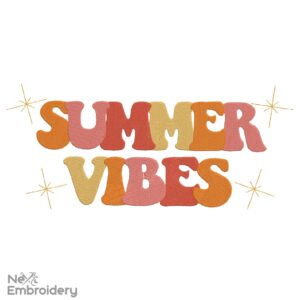 Summer Vibes Embroidery Design, Retro Embroidery Design