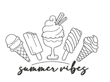Summer vibes Time embroidery design, Ice Cream Machine embroidery file
