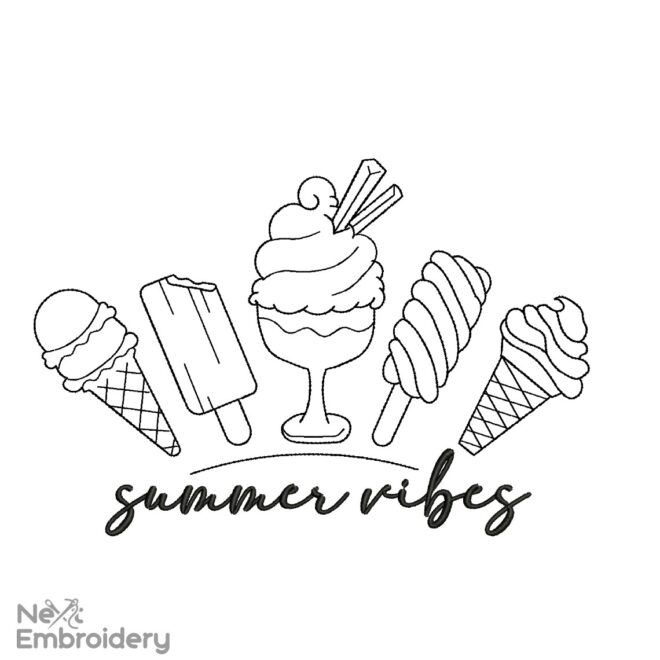 Summer vibes Time embroidery design, Ice Cream Machine embroidery file