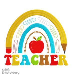 Teacher embroidery design, Back to School Machine embroidery file
