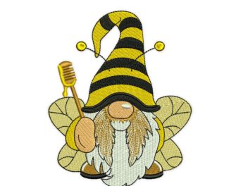 Bee Gnome Embroidery Design
