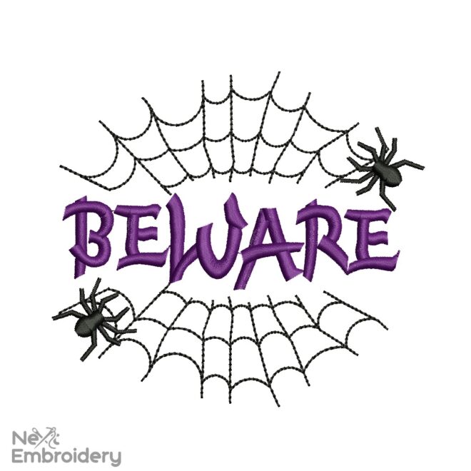 Beware Embroidery Design, Halloween Embroidery Designs