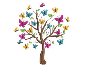 Butterfly Tree Embroidery Design, Minimalist Embroidery Design