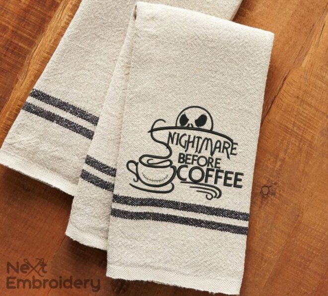 Halloween Nightmare Before Coffee, Halloween embroidery design, Coffee embroidery design, Nightmare embroidery design