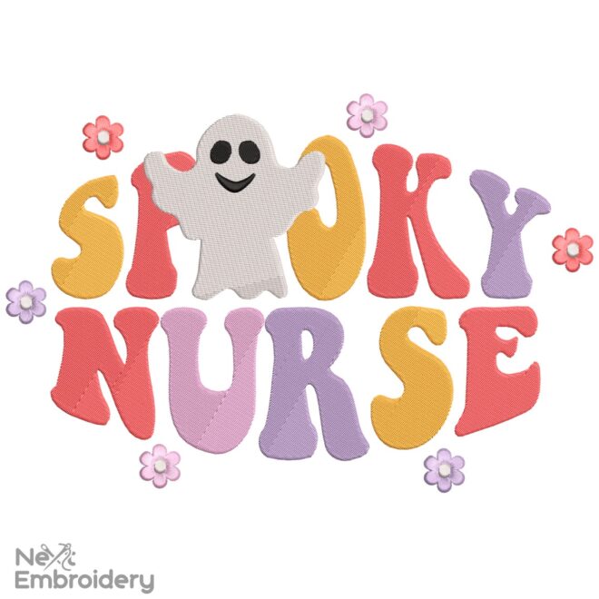 Spooky Nurse embroidery design, Halloween embroidery design