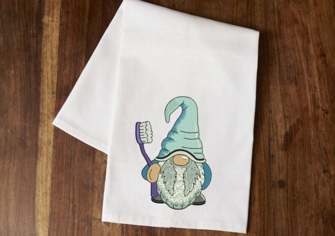 Toothbrush Gnome Embroidery Design, Dentist Embroidery Design