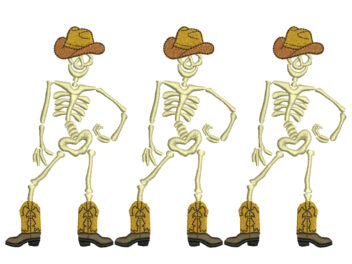 Dancing Skeleton Western Halloween Embroidery, Halloween Cowboy Machine Embroidery, Halloween Cow Tee