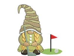 Golf Girl Gnome Embroidery Design