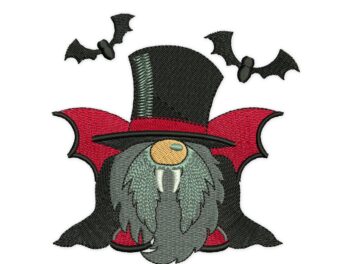Halloween Gnome Dracula Embroidery Design. Cute Autumn Fall Gnome Machine embroidery design. Halloween Party