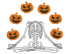 Halloween Skeleton Meditating Embroidery Designs