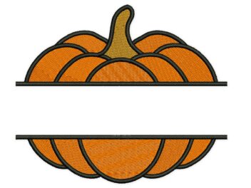 Split Pumpkin Embroidery Design. Jack O Lantern Frame for Monogram and Letter Halloween Party
