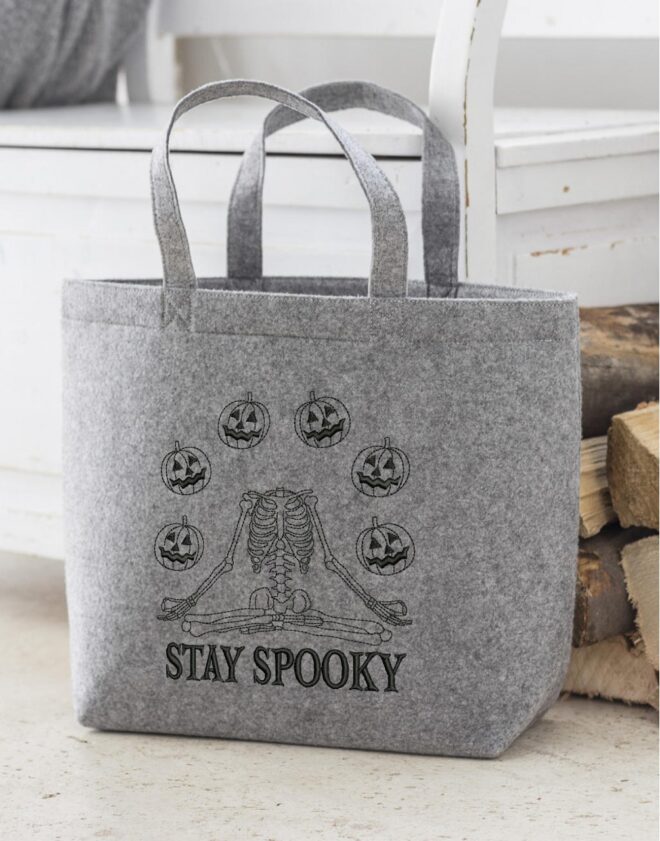 Stay Spooky Embroidery Design, Halloween Skeleton Meditating Embroidery Designs, Spooky Skeleton Embroidery Design