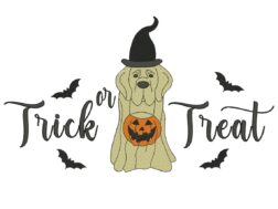 Trick Or Treat Dog Embroidery Design