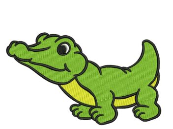 Alligator embroidery design. Silhouette alligator. Cartoon alligator embroidery. Сrocodile embroidery