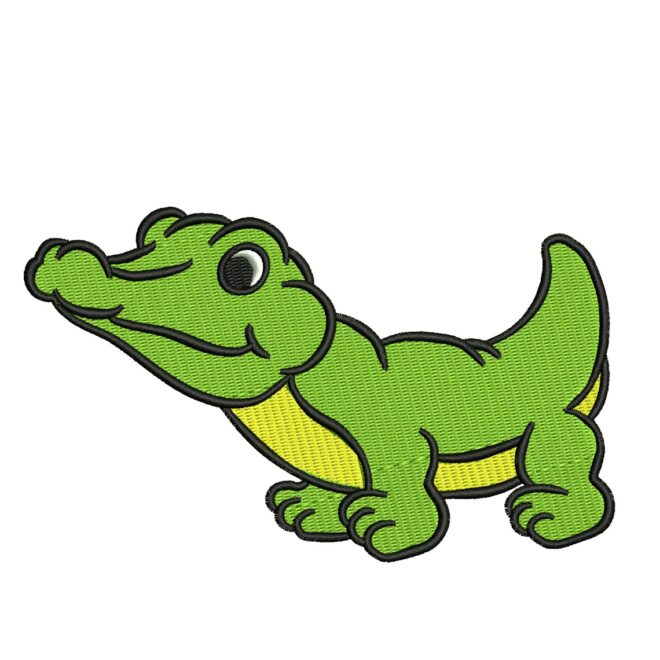 Alligator embroidery design. Silhouette alligator. Cartoon alligator embroidery. Сrocodile embroidery