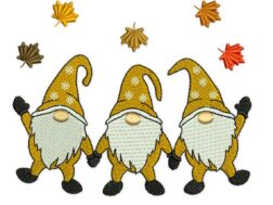 Autumn three Gnomes Embroidery Designs
