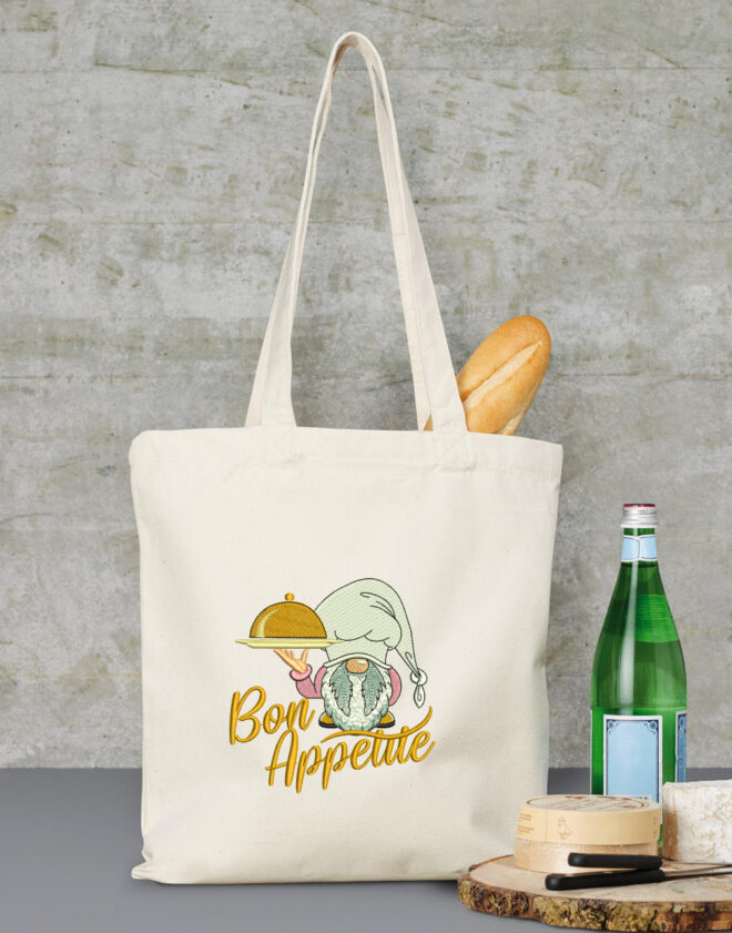 Bon Appetite Kitchen Embroidery Design, Gnome Embroidery Design