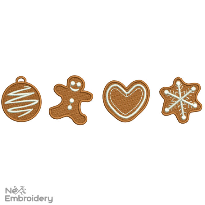 Christmas Cookies Embroidery Design, Gingerbread Christmas cookie, Christmas Machine embroidery File