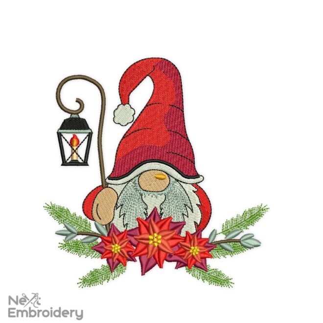 Christmas Gnome Embroidery Designs, Christmas Wreath Embroidery Designs