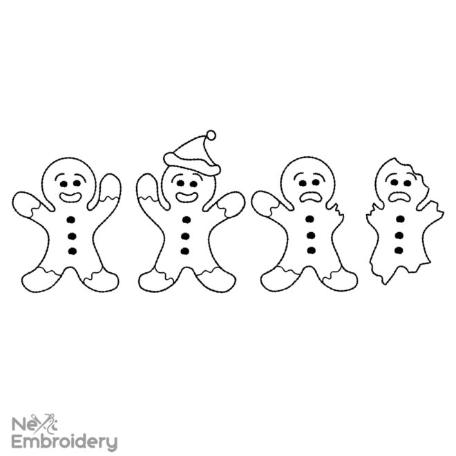 Gingerbread man Embroidery Designs, Christmas Embroidery Design