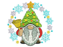 Gnome with Christmas Tree Embroidery Design