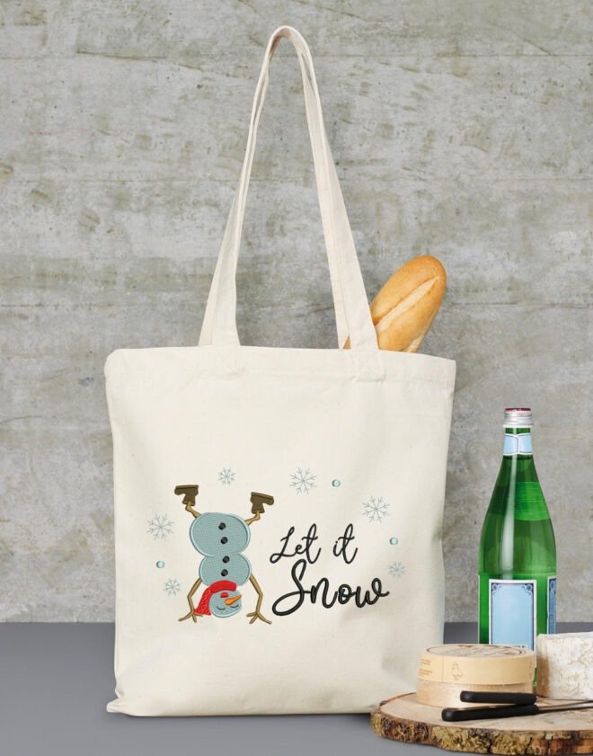 Let it Snow Embroidery Design, Christmas Machine embroidery File