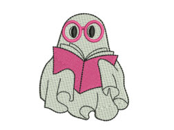 Little Ghost Reading book Embroidery Design