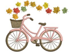 Maple Leaves Bicycle Embroidery Design