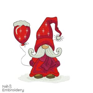 Winter Gnome Embroidery Design, Gnome with Balloon embroidery design, Christmas Embroidery Design, Holiday Machine Embroidery File
