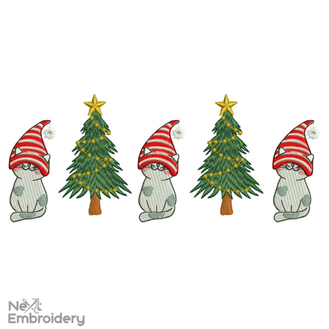 Cat Christmas Embroidery Designs, Meowy Christmas Embroidery Designs