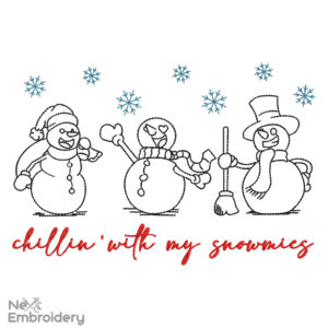Chillin Snowmies Embroidery Designs, Christmas Embroidery Designs