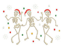 Christmas Dancing Skeletons Embroidery Design
