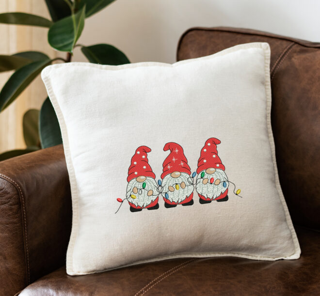 Christmas Lights Gnomes Embroidery Design, Merry Christmas Embroidery Designs, Christmas ornaments