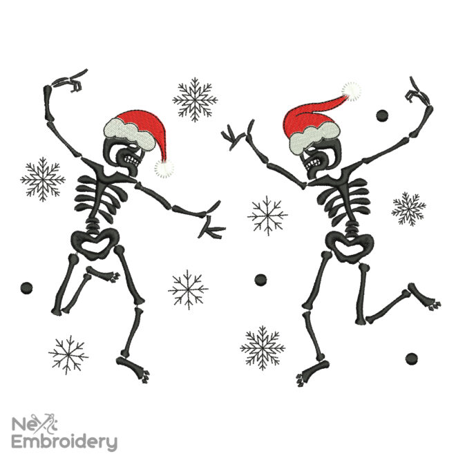 hristmas Skeleton Embroidery Design, Christmas Dancing Skeletons Machine