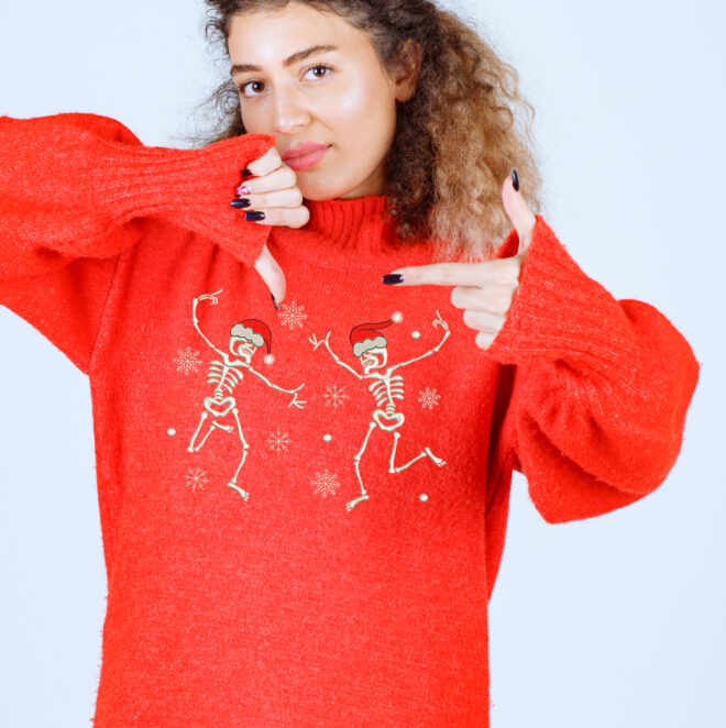 hristmas Skeleton Embroidery Design, Christmas Dancing Skeletons Machine
