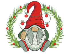 Christmas wreath Gnome Embroidery Designs