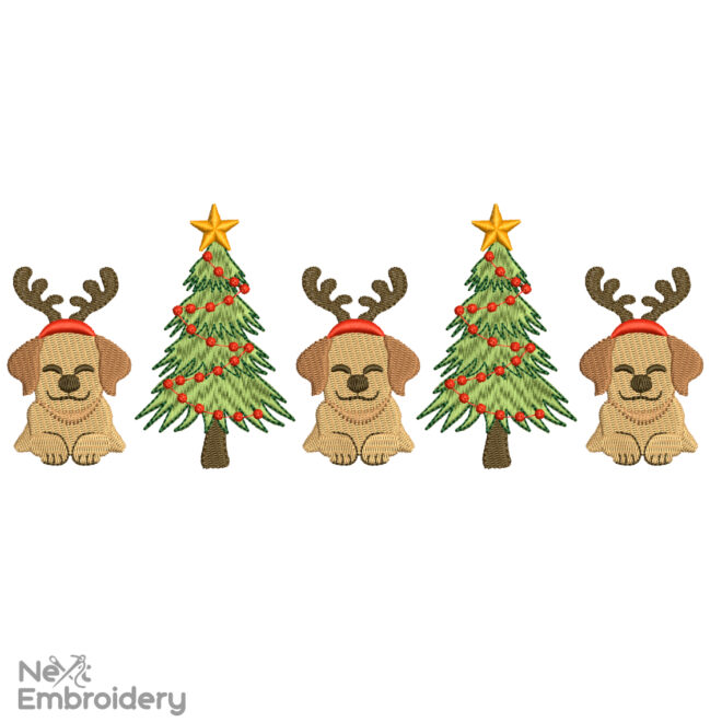 Dog Christmas Embroidery Designs, Puppy Christmas Embroidery Designs