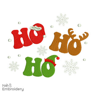 Ho Ho Ho Embroidery Design, Christmas Machine Embroidery Design