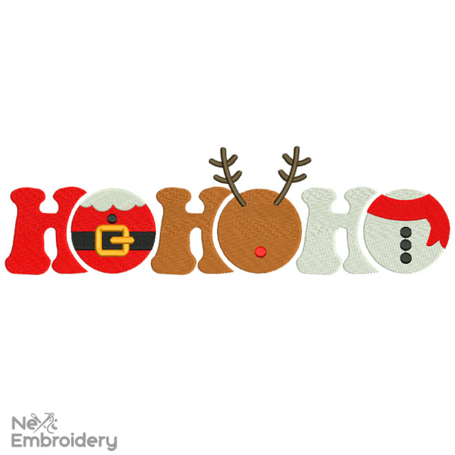 HoHoHo Embroidery Design, Christmas Machine Embroidery Design