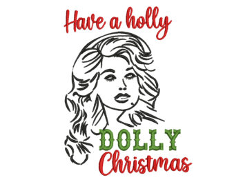 Holly Dolly Christmas Embroidery Design, Christmas Machine Embroidery Design
