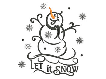 Let It Snow Embroidery Design, Snowman Christmas Embroidery Design, Christmas decor Embroidery Design