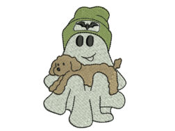 Little Ghost with Dog Embroidery Design