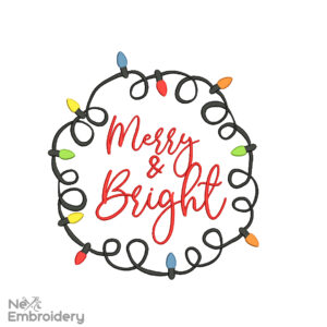 Merry and Bright Embroidery Design, Merry Christmas Santa Claus Holiday Machine Embroidery Design