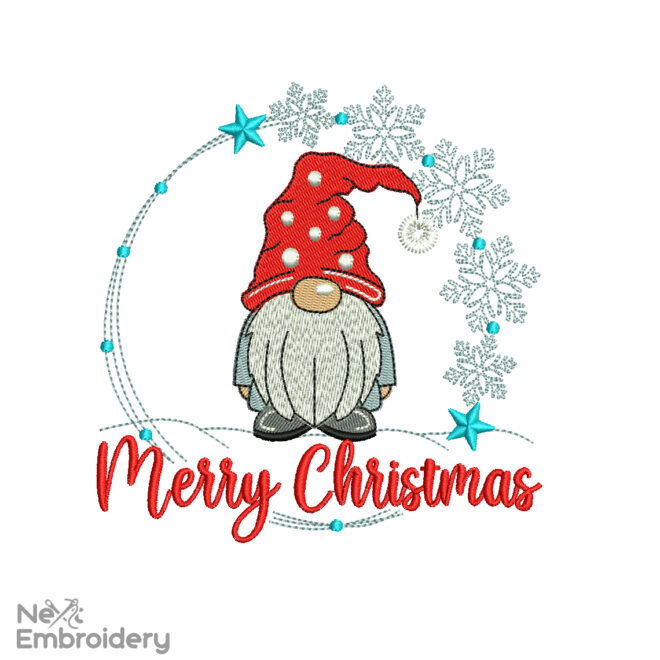Merry Christmas Gnome Embroidery Designs, Christmas Decor Machine Embroidery File