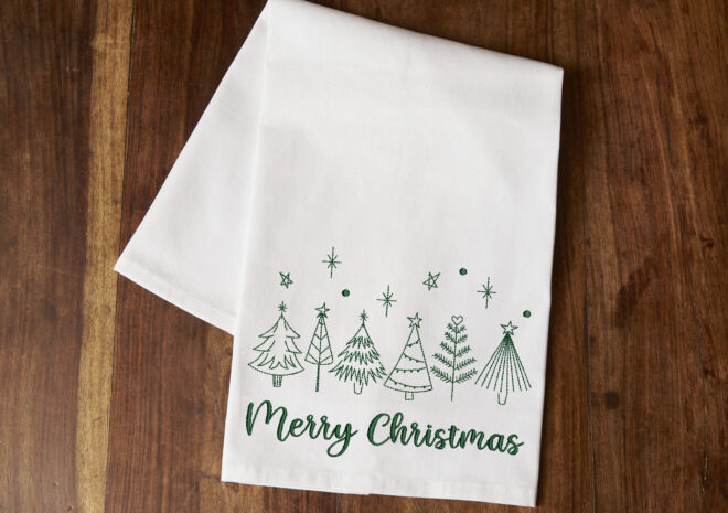 Merry Christmas Trees Embroidery Designs, Christmas Embroidery Design