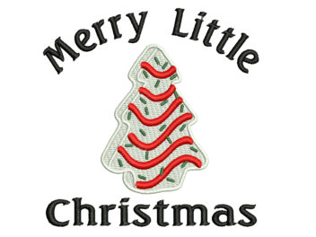 Merry Little Christmas Embroidery Design, Little Debbie Christmas Tree, Christmas Machine embroidery File