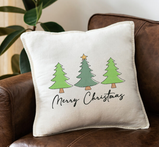 Minimalist Christmas Trees Embroidery Designs, Christmas Embroidery Design