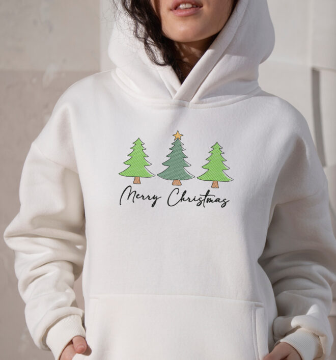 Minimalist Christmas Trees Embroidery Designs, Christmas Embroidery Design