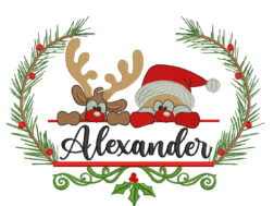 Santa and Deer Embroidery Design