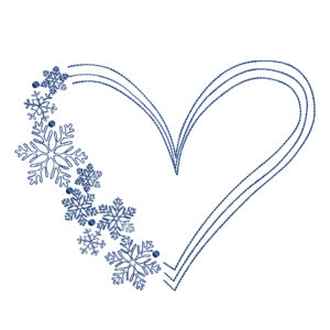 Snowflake Heart Embroidery Designs, Minimalist Merry Christmas Embroidery Design